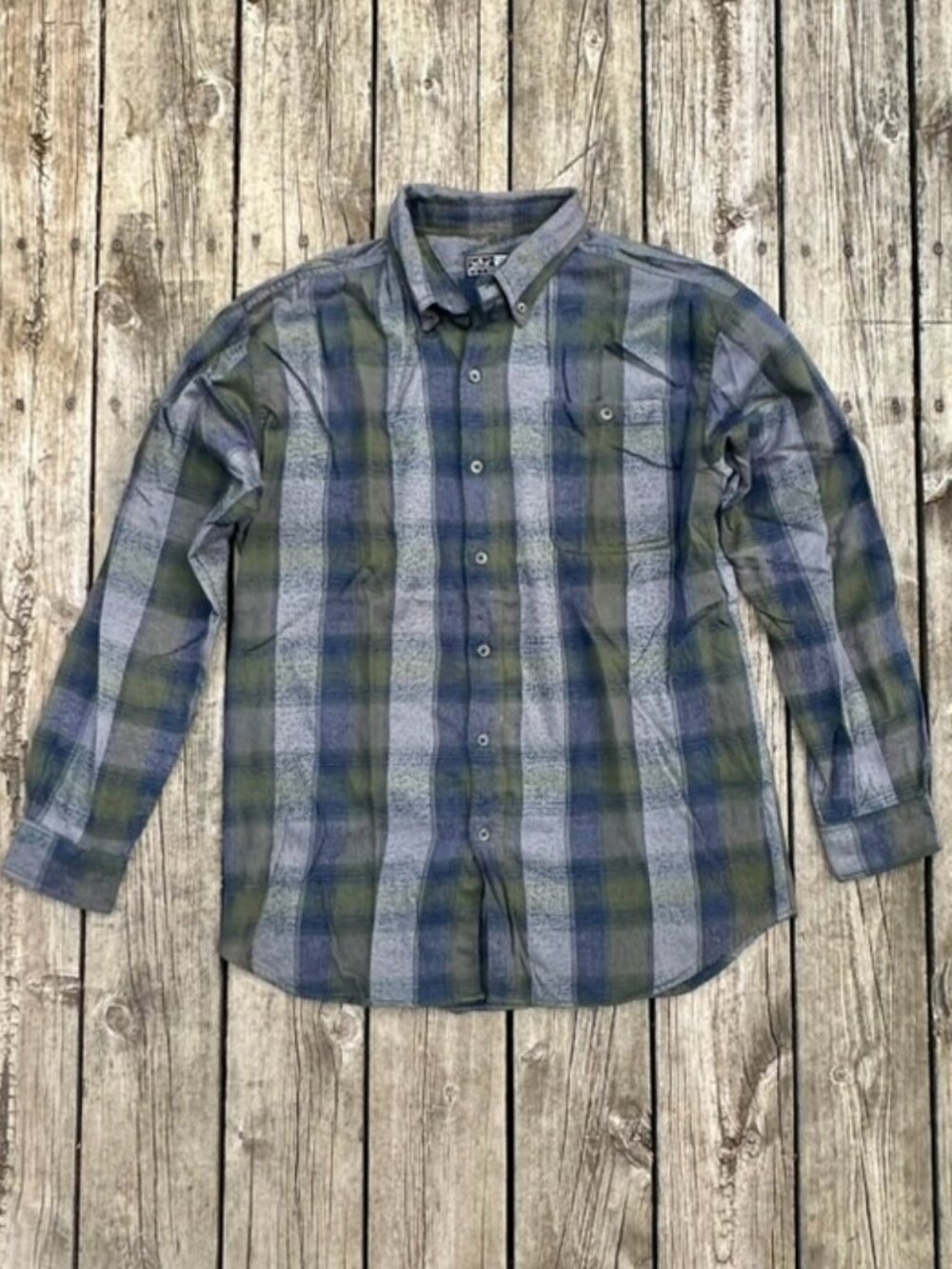 Flannel Green Blue Gray Shirt, Canyon Guide Outfitter L